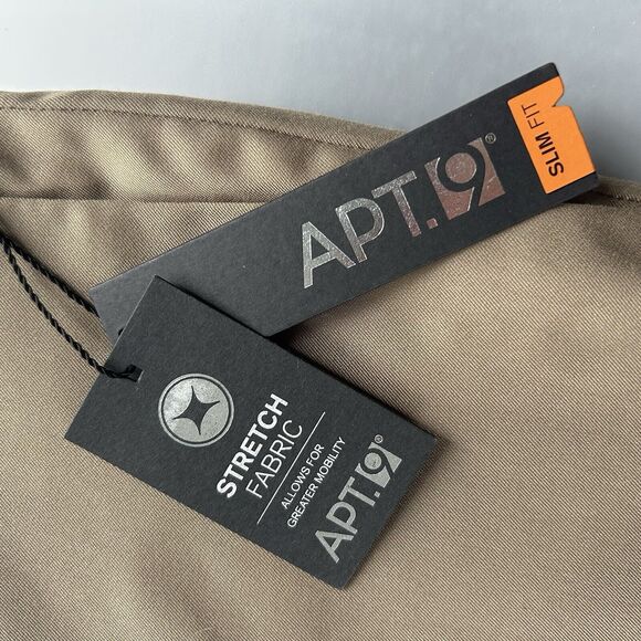 NWT Men’s Apt 9 38x29 Tan Dress Pants Slim Fit/Leg Stretch Business Suit Formal - Picture 10 of 14